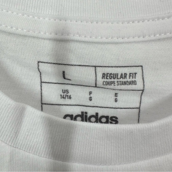 Adidas Boys Young Men Size Large 14/16 Sleeveless Shirt White Practice Logo NWT - Picture 3 of 8